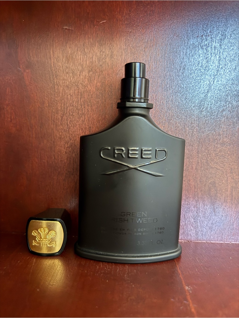 Creed Green Irish Tweed Fragrance Bottle - Black and Gold Accents EMPTY BOTTLE